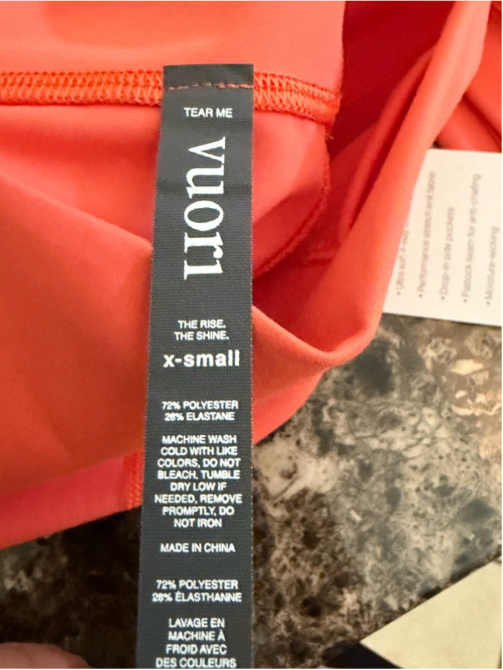 VUORI STUDIO POCKET LEGGING 28” GRAPEFRUIT COLOR SIZE XS - Picture 6 of 8